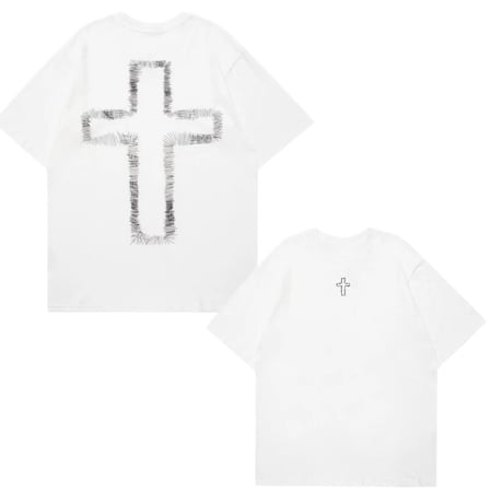 Mismatch NYC/Embroidery cross Tee  WHITE