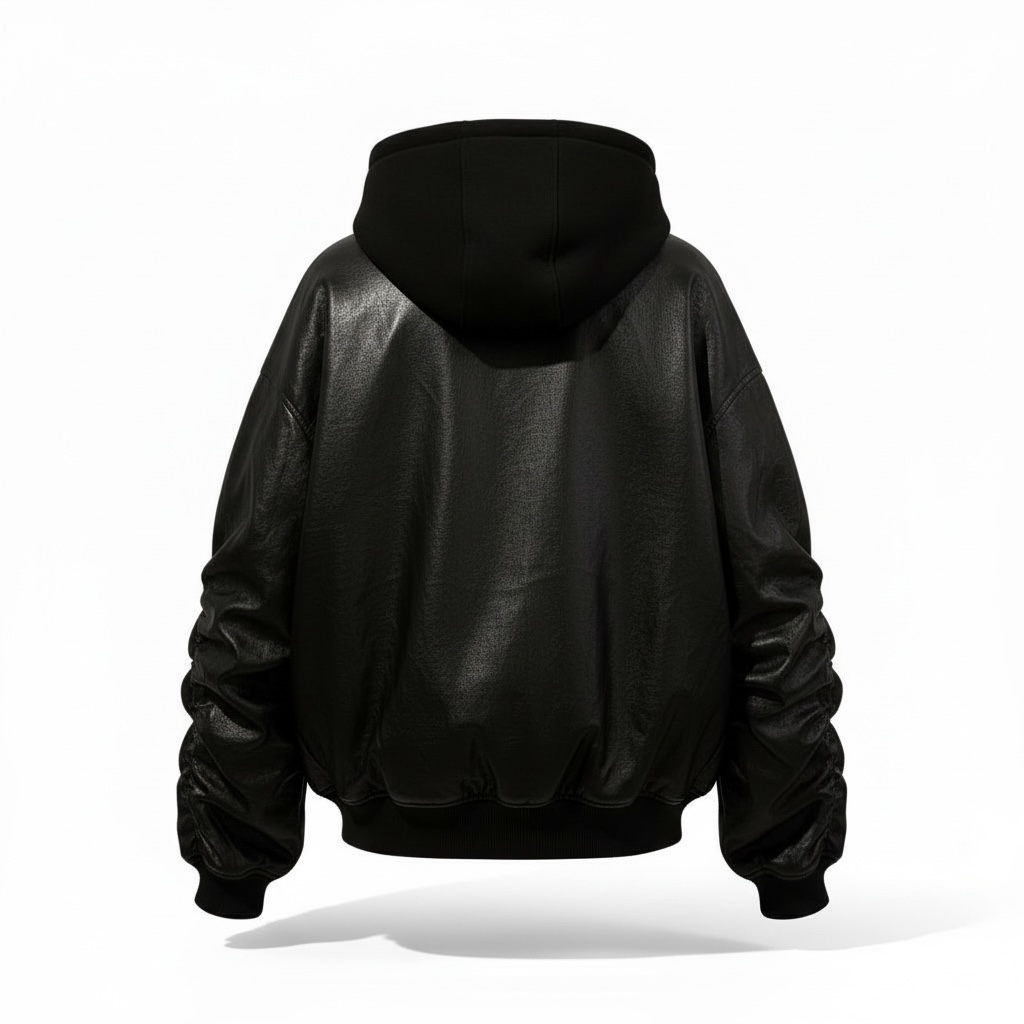 Mismatch NYC/Oversized Hooded Leather Jacket |