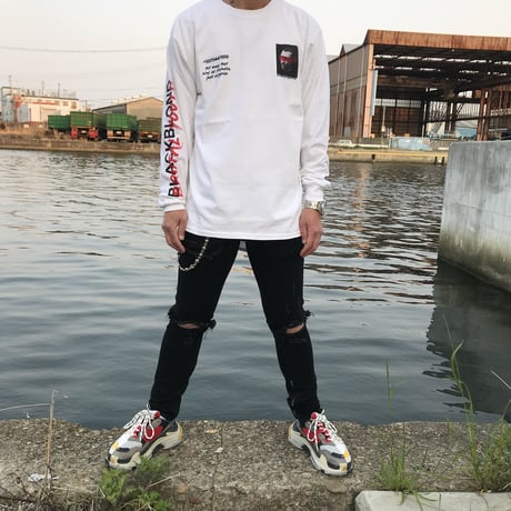 BLACK BLOND/BRUTAL Long Sleeve Tee WHITE