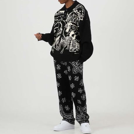 FNTY/Knitted Paisley  PANTS  "BLACK "