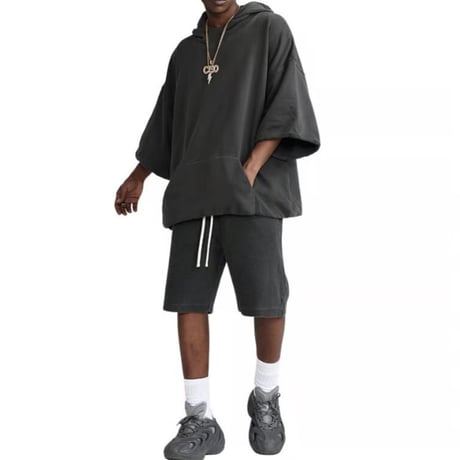 Mismatch NYC/Washed Half Hoodie  "GRAY"