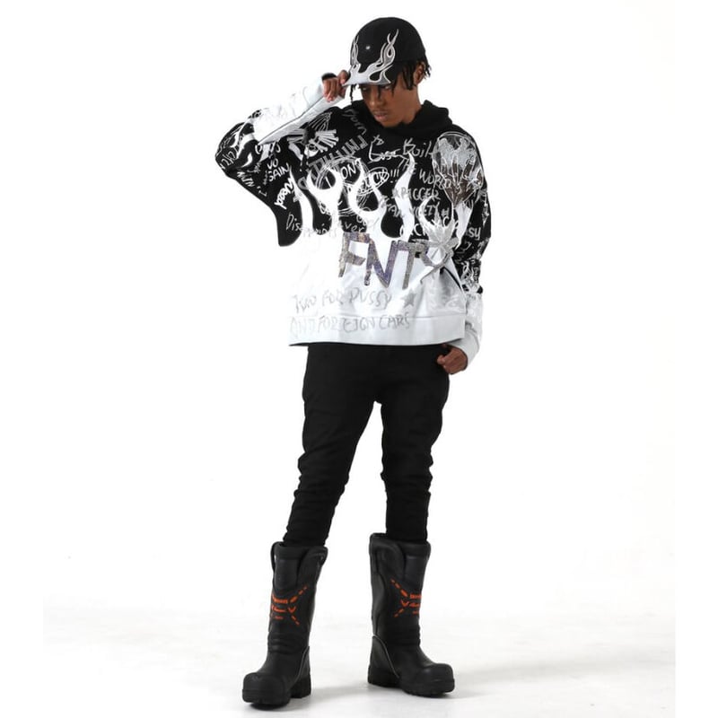 FLYING NINETY / パーカー/L/コットン/ブラック// FNTY/Flying FLAME Hoodie 
