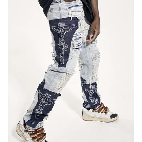 Mismatch NYC/Christ Patch Denim  pants