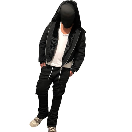 Mismatch NYC/Fur Hooded Jacket BLACK