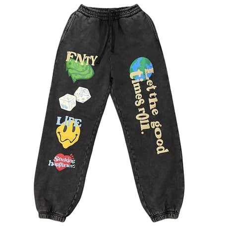 FNTY/Smile logo Sweatpants  "WASHED BLACK"