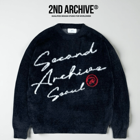 2nd archive/ Mohair Logo knit "BLACK"