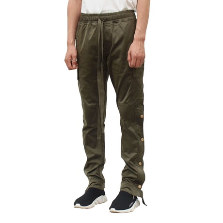 URKOOL/Nylon Cargo Snap PantsーOLIVE