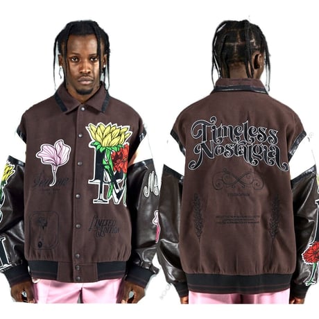 BOOHOO /Flower Baseball Jacket BROWN
