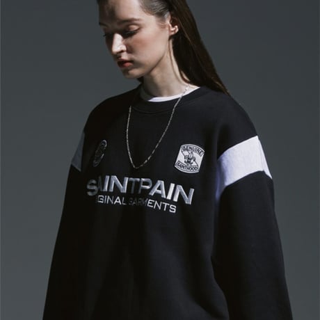 SAINT PAIN/Saint Club Varsity Crewneck "BLACK"