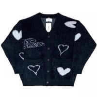 2nd archive/ Mohair Heart Knit Cardigan  "BLACK"