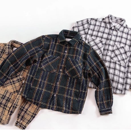 EPTM/Tweed Heavy Flannel shirt "White✖︎Black"