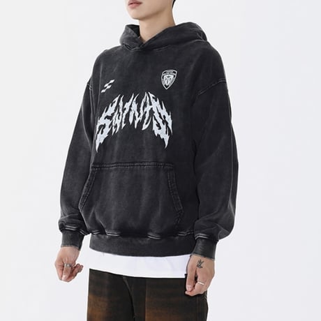 SAINT PAIN/Metal Logo wash hoodie
