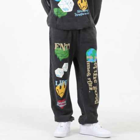 FNTY/Smile logo Sweatpants  "WASHED BLACK"