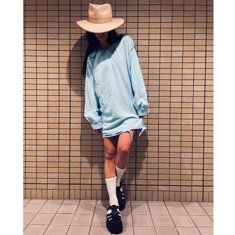Mismatch NYC/Cross damage crewneck    BLUE