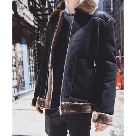 Reason Clothing Newyork/Fur  jacket BLACK×BROWN