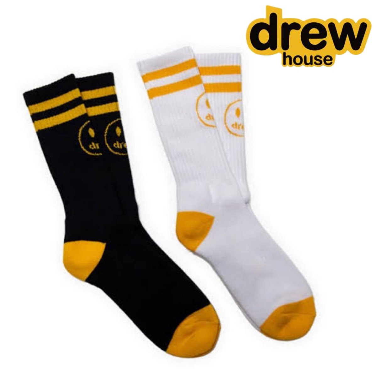 Drew House ドリューハウス マスコット ソックス 靴下 drew house ドリューハウス mascot stripe socks BLACK/YEL/WHT