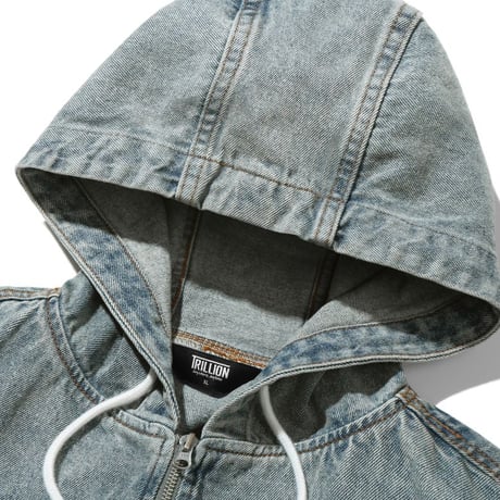 TRILLION/Wash Denim Hood Jacket