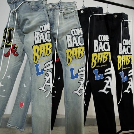 LIFTED UNCHORS/PUFF Print  BLACK DENIM