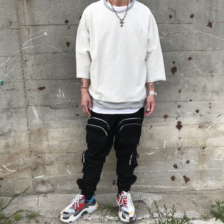 Mismatch NYC/inside out cut off crewneck  GRAY