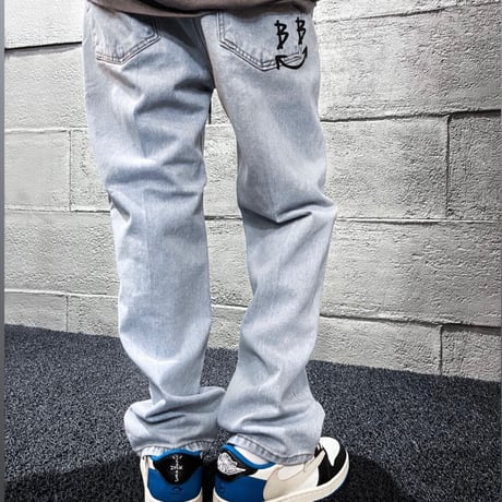 BLACK BLOND/BORDER GRAFFITI SMILE LOGO DENIM (BLUE)