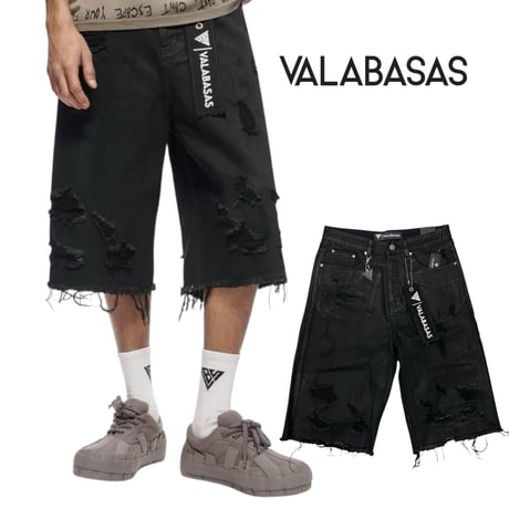 VALABASAS / Snapped Denim Shorts "Black Wax"