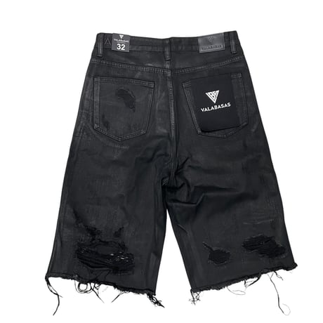 VALABASAS / Snapped Denim Shorts "Black Wax"