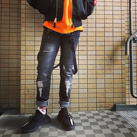 Sixth June/オーバーオール　ダメージデニム