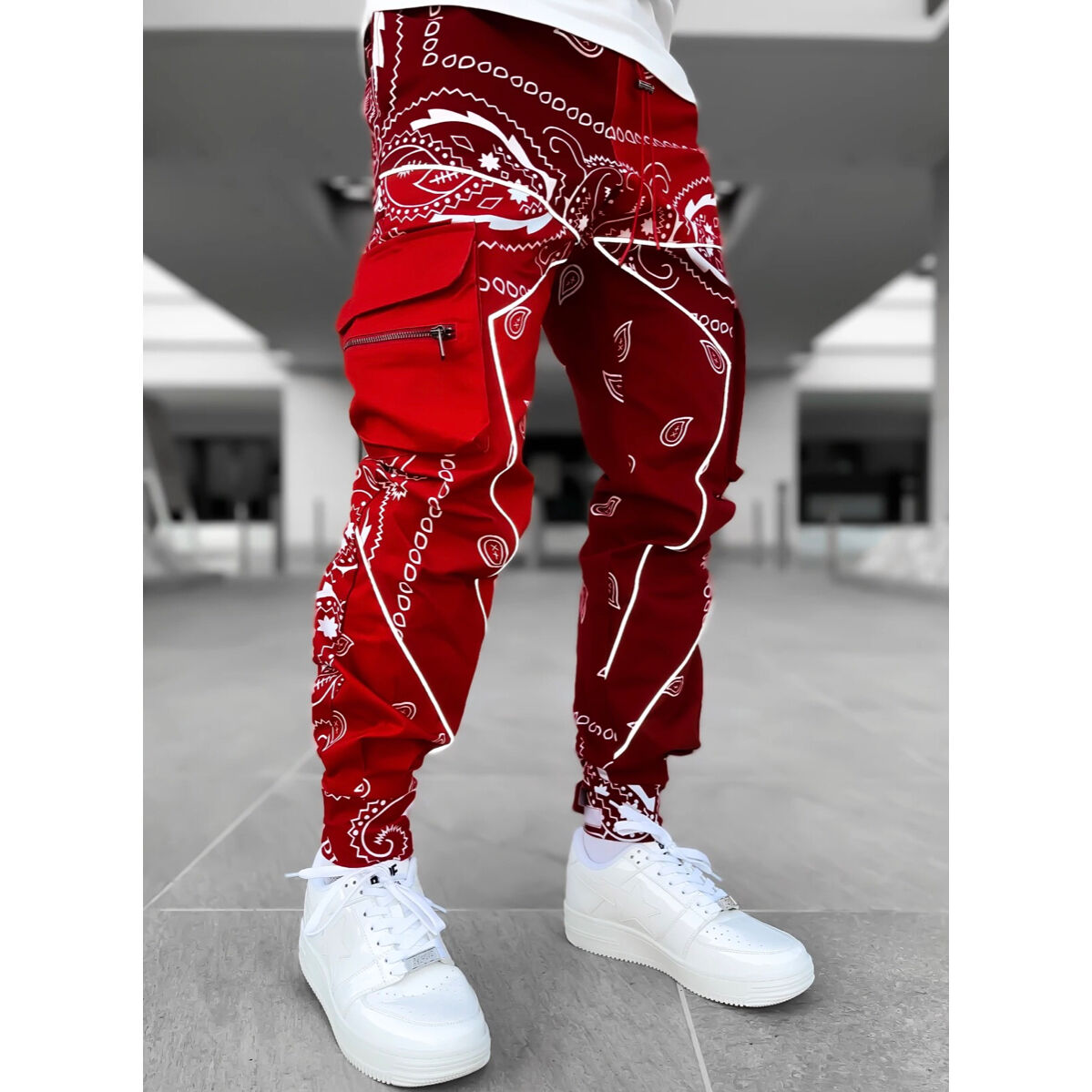 GUAPI/ Paisley cargo pants V2 ”Blood RED” | BIN