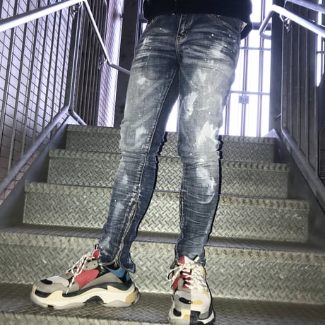Crysp Denim/Paint ZIP UP Denim (no damege)