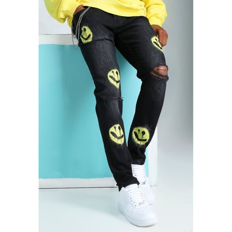 BOOHOO /smile paint denim  "Black"