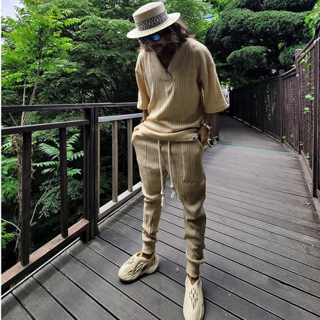 By The R/ Summer Knit Vneck SET UP "BEIGE"