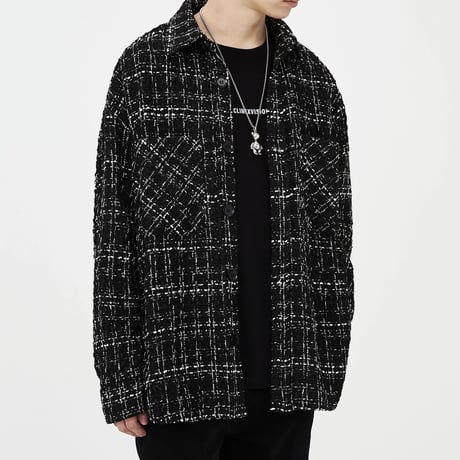 Mismatch NYC/Oversized Tweed shirts  jacket BLACK