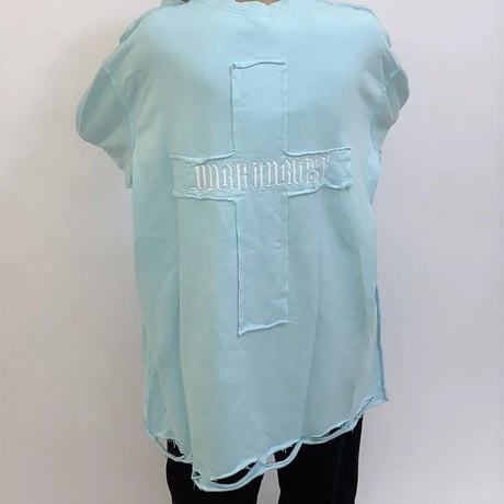 Mismatch NYC/Cross damage crewneck    BLUE
