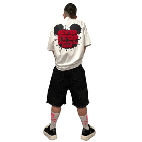 Mismatch NYC/BLACK Rhinestone Denim  Shorts