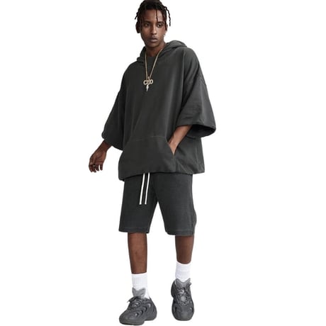 Mismatch NYC/Washed Half Hoodie  "GRAY"
