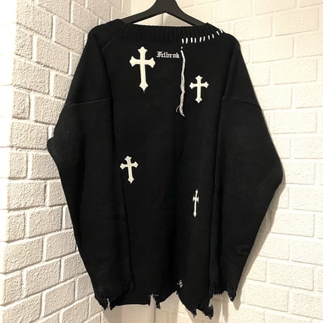 Mismatch NYC/ Cross  knit cardigan BLACK