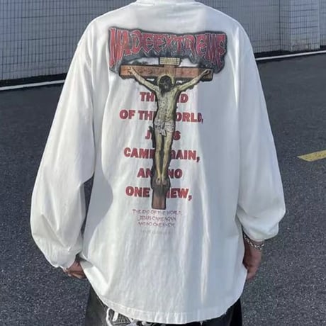 Mismatch NYC/Washed cross Longsleeve Tee WHITE