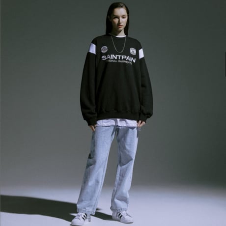 SAINT PAIN/Saint Club Varsity Crewneck "BLACK"