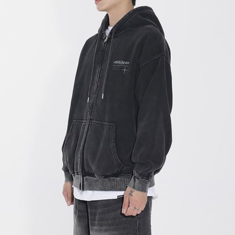 SAINT PAIN/ Logo Wash Zip hoodie