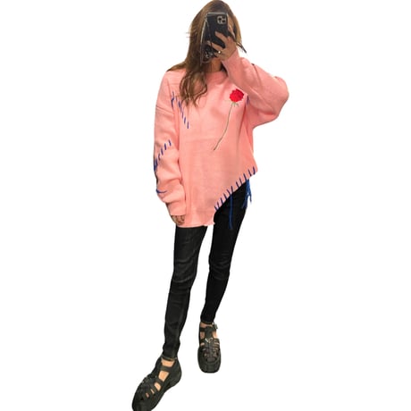 WOSS.official/Rose oversize knit (Black/Pink)