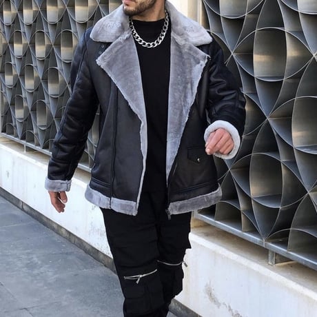 Reason Clothing Newyork/Fur riders jacket BLACK×GRAY