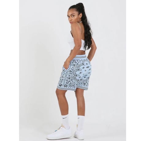 FNTY/ Knitted Paisley Shorts "BLUE"