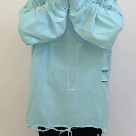 Mismatch NYC/Cross damage crewneck    BLUE
