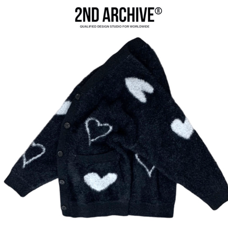 HYSFORM™ HEARTS KNIT CARDIGAN BLACK Lサイズ HYSFORM™ HEARTS KNIT CARDIGAN BLACK Lサイズ HYSFORM™ HEARTS KNIT