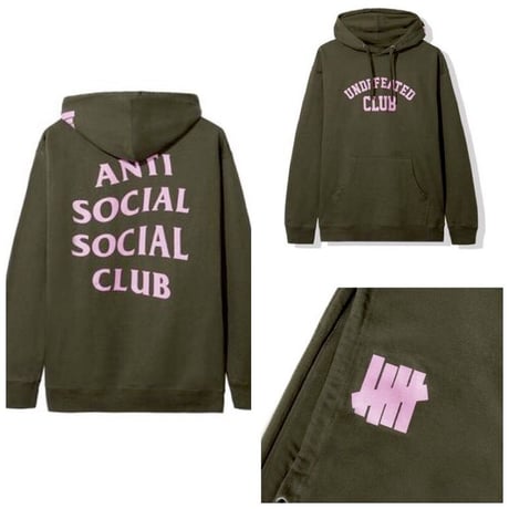 Anti Social Social Club ×UNDEFEATED /LOGO Hoodie　 ARMY GREEN