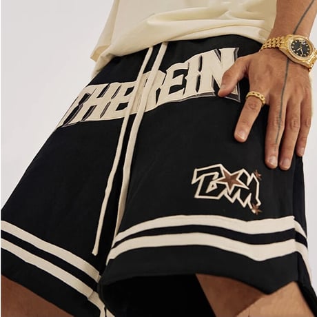Mismatch NYC/Appliqué basketball Shorts BLACK