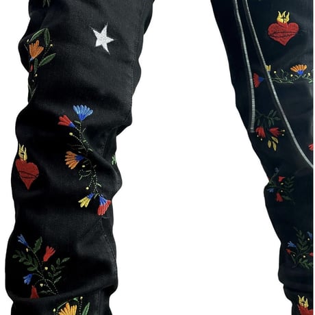 LIFTED ANCHORS/Flower BLACK DENIM
