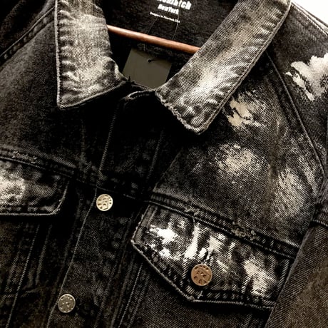 Mismatch NYC/2pac paint denim jacket BLACK