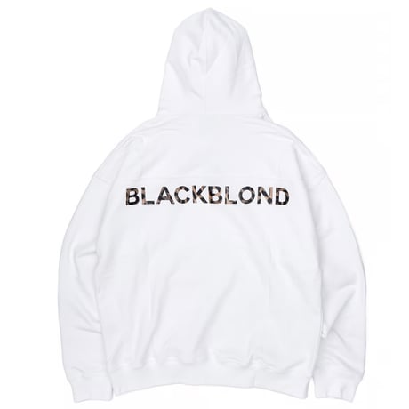 BLACK BLOND/BB logo smile  Hoodie  WHITE