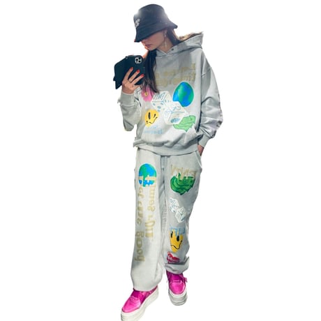FNTY/Smile logo Sweatpants  "WASHED GRAY"